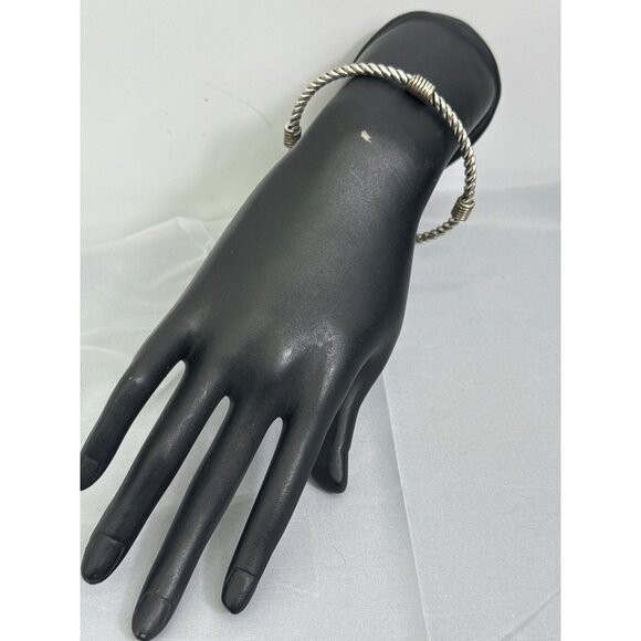 Womens Silver Tone Twist Metal Bangle Bracelet - Picture 1 of 4